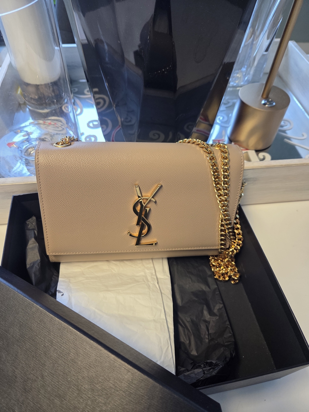 Saint Laurent Beige Monogram Kate Small